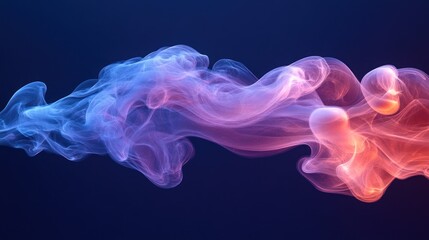 Obraz premium Abstract swirling blue and red smoke on dark background.