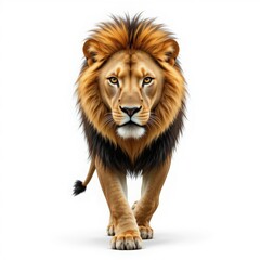 Majestic Lion Stride Against a Clean White Background
