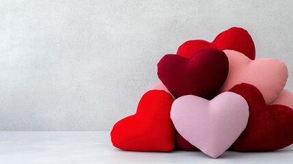 Fototapeta premium Colorful Heart Shaped Cushions for Romantic Decoration Ideas