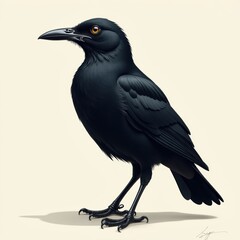 Fototapeta premium Elegant Black Bird Illustration, isolated background