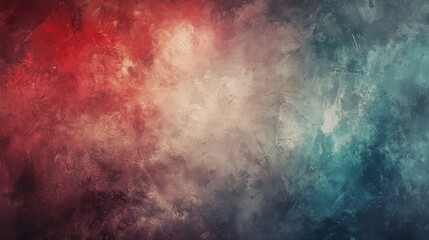 Obraz premium Abstract Textured Canvas: Red, Teal, and Gray Hues in a Dramatic, Moody Style