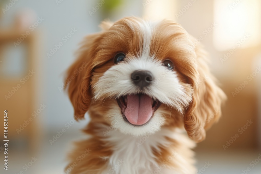 Aufkleber A hyper-realistic close-up of a Shih Tzu puppy face, capturing every strand of its fluffy fur and its sparkling, expressive eyes
