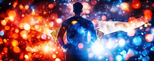 A silhouette of a strong figure against a vibrant, colorful background, symbolizing empowerment.