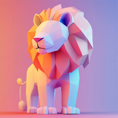 Geometric Lion clay cute illustration