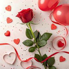 valentines day with rose and hearts