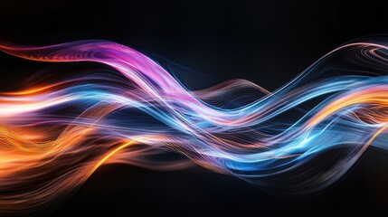 Mesmerizing Abstract Motion of Vibrant Colorful Fluid Waves and Shimmering Gradient Lights in a Futuristic Digital Landscape
