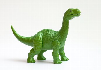 Naklejka premium A green dinosaur toy is standing on a white background