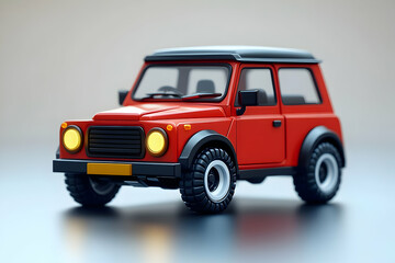 Red Pixel Art Off-Road Vehicle 3D Render