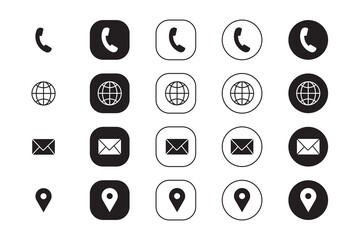 Call Icon, Web Icon, Email Icon, Map Icon, Phone Icon, Globe Icon
