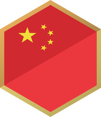 China flag in hexagon shape icon
