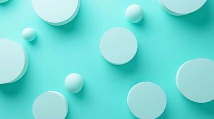 Aqua Background Featuring Cylinders and Spheres