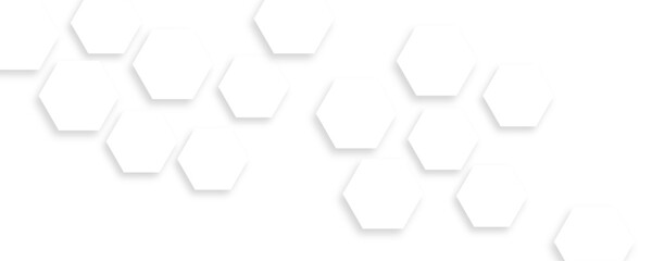 Abstract white hexagon concept design background. Seamless bright white honeycomb banner design. 
