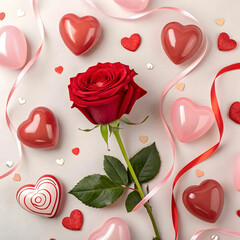 valentines day with rose and hearts