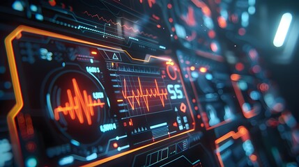 Vibrant Minimal Glowing Heart Rate Monitor Display with Pulsing Digital Interface