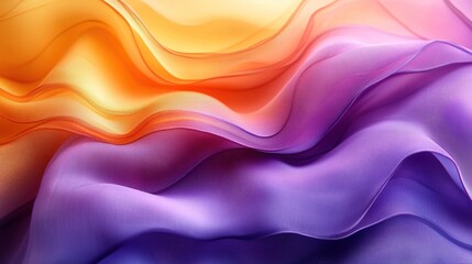 Fototapeta premium A vibrant wave of flowing fabric in warm orange and purple hues.