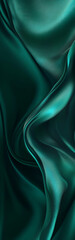 Fototapeta premium Deep jade emerald sea green abstract background. Satin fabric ripples with a subtle glitter shimmer. Gradient light creating elegant shadows and waves. Blank design.