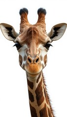 Close-up of a friendly giraffe's face.
