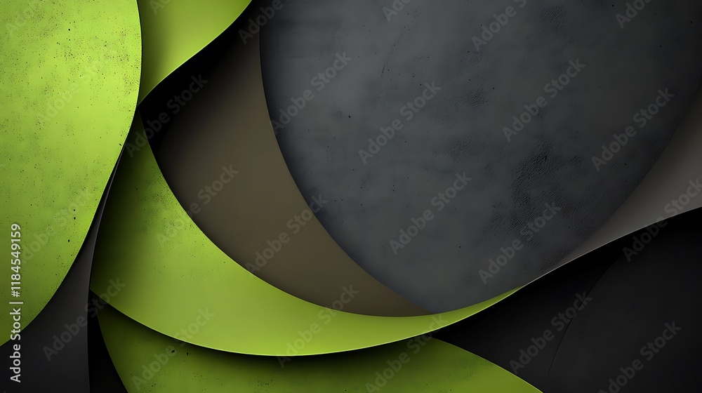 Aufkleber abstract green curves on dark textured background design element
