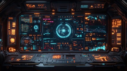 Obraz premium Futuristic Spaceship Control Panel: Sci-Fi Interface Design