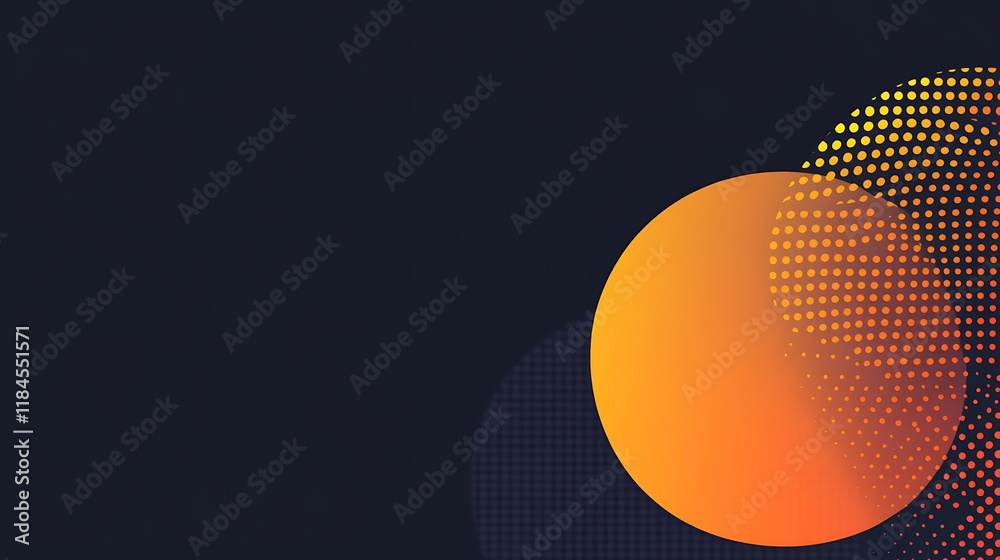 Poster abstract orange circles on dark background for modern design