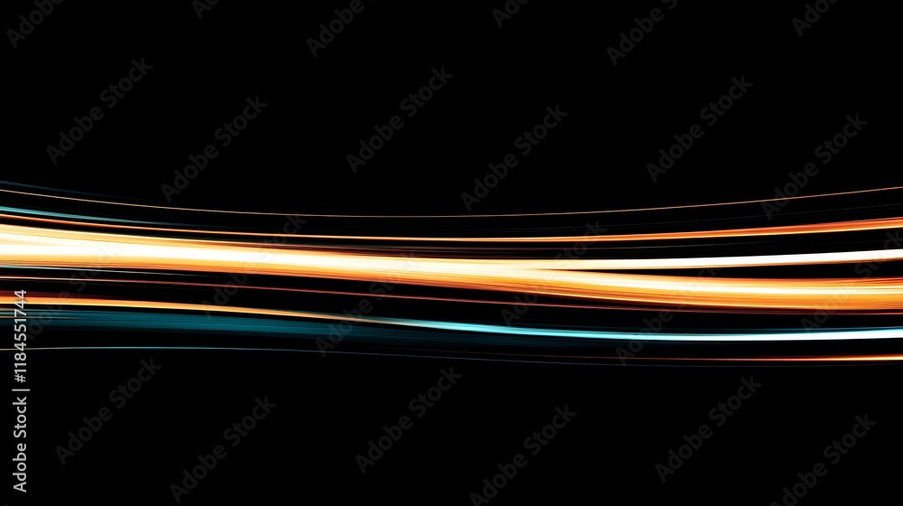 Poster abstract light trails on black background