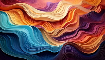 Fototapeta premium abstract wavy layers of deep hues and vibrant colors