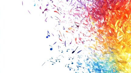 Fototapeta premium Colorful Musical Notes Exploding in Abstract Design