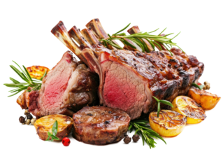 A photo of lamb leg food for easter day isolate on white background