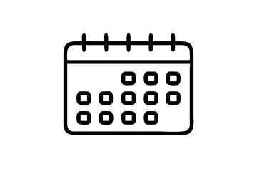 Calendar Icon Silhouette on White Background