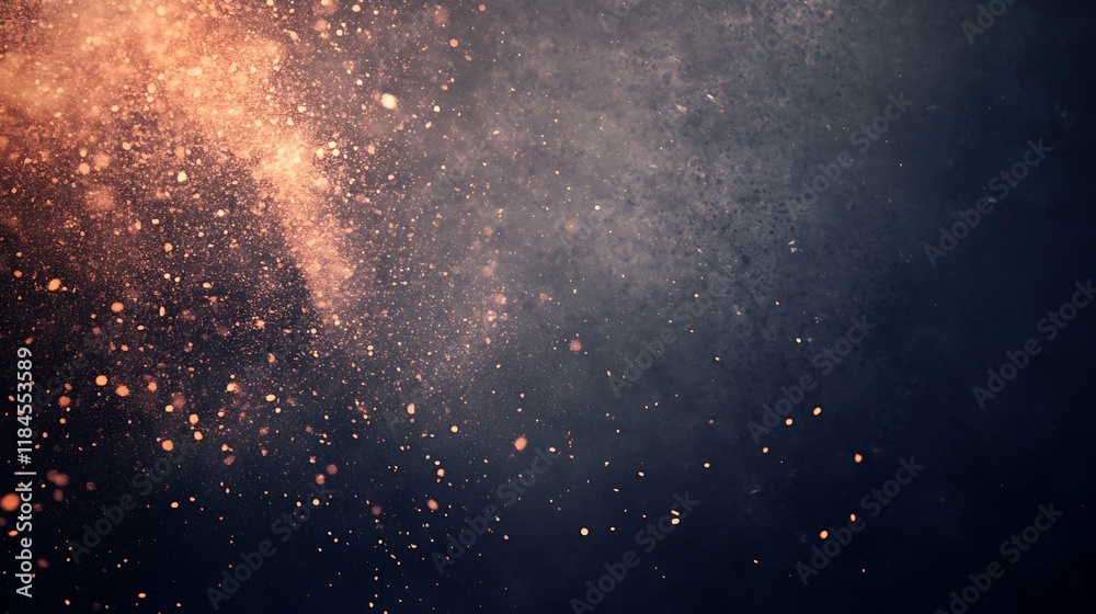 Poster abstract orange particles on dark background