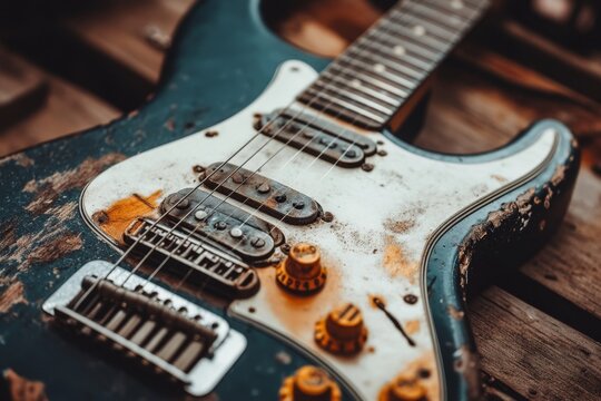 A vintage guitar being upgraded with new pickups, polished frets, and advanced tuning pegs in a craftsman workshop