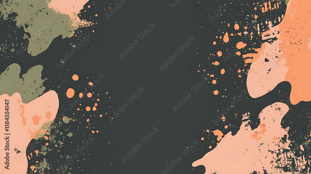 Poster abstract paint splatters on dark background