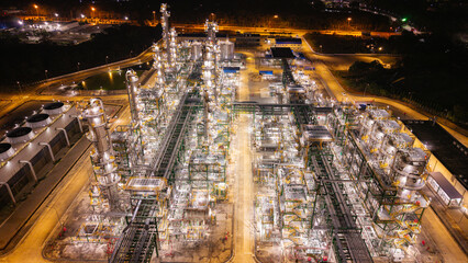 Close-Up of Refinery Pipes and Machinery