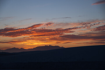Colorful sunset at White Sands National Park, New Mexico