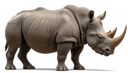 Obraz premium Majestic White Rhinoceros, Isolated on White Background