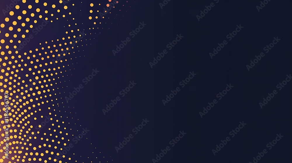 Poster golden dots curve on dark backdrop, ideal for tech presentations