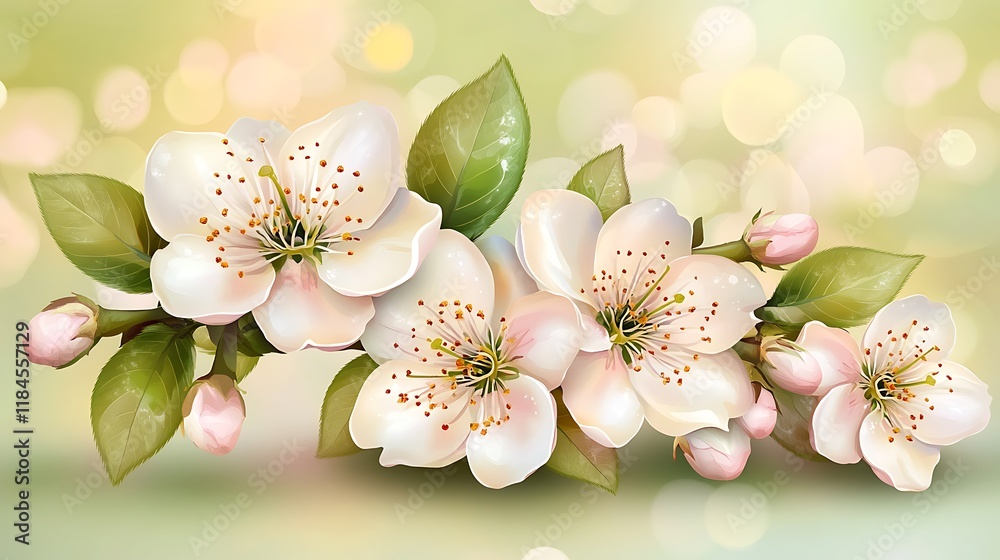 Aufkleber spring blossom branch on blurred background