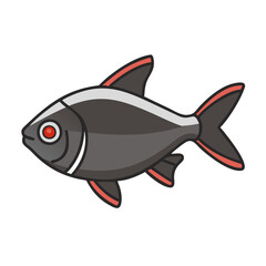 black skirt tetra fish vector icon, aquarium fish vector illustration - simple illustration of black skirt tetra fish perfect for logos, and aquarium fish-themed designs.