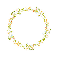 Fototapeta premium Elegant floral wreath design featuring delicate blossoms and greenery for seasonal celebrations or decor