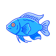 electric blue ram fish vector icon, aquarium fish vector illustration - simple illustration of electric blue ram fish perfect for logos, and aquarium fish-themed designs.