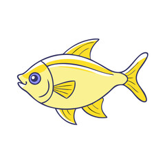 lemon tetra fish vector icon, aquarium fish vector illustration - simple illustration of lemon tetra fish perfect for logos, and aquarium fish-themed designs.