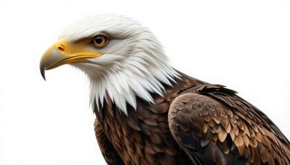 Close-up of an American Bald Eagle's Head and Shoulders