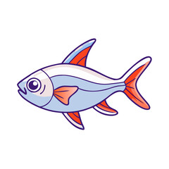 rummy nose tetra fish vector icon, aquarium fish vector illustration - simple illustration of rummy nose tetra fish perfect for logos, and aquarium fish-themed designs.