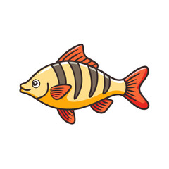 Naklejka premium tiger barb fish vector icon, aquarium fish vector illustration - simple illustration of tiger barb fish perfect for logos, and aquarium fish-themed designs.