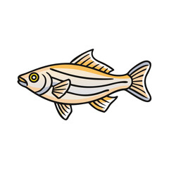 zebra danio fish vector icon, aquarium fish vector illustration - simple illustration of zebra danio fish perfect for logos, and aquarium fish-themed designs.