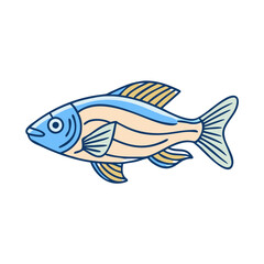 zebra danio fish vector icon, aquarium fish vector illustration - simple illustration of zebra danio fish perfect for logos, and aquarium fish-themed designs.