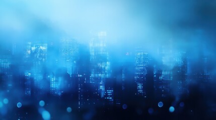 Fototapeta premium Blurred Cityscape with Cool Bluish Light