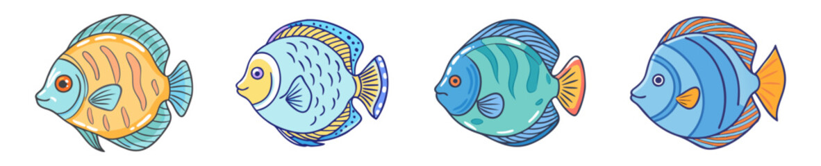 discus fish vector icon, aquarium fish vector illustration - simple illustration of discus fish perfect for logos, and aquarium fish-themed designs.