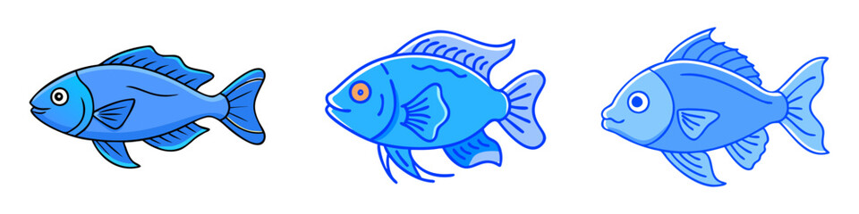electric blue ram fish vector icon, aquarium fish vector illustration - simple illustration of electric blue ram fish perfect for logos, and aquarium fish-themed designs.
