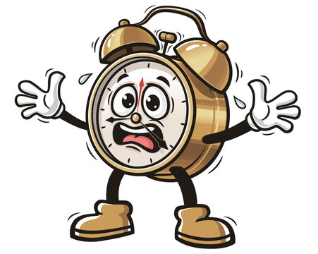 recommend clip art: Panic Alarm Clock Cartoon Character Mascot Illustration Vector Clip-art Hand-drawn Logo Design